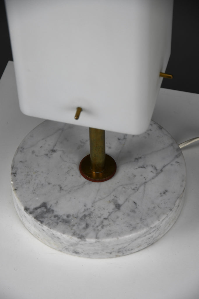 1960s Glass Brass & Carrara Marble Table Lamp Attributed to Stilnovo - Lighting