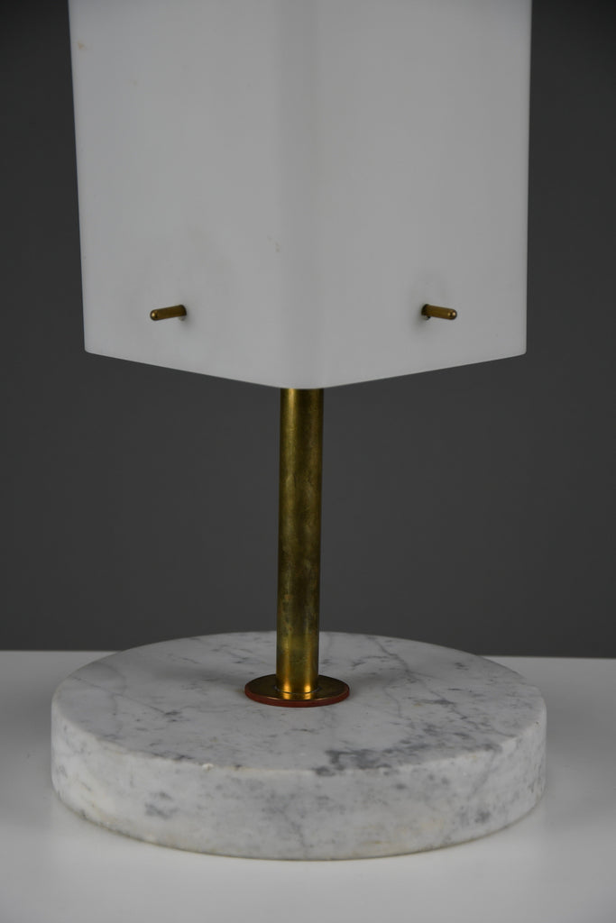 1960s Glass Brass & Carrara Marble Table Lamp Attributed to Stilnovo - Lighting