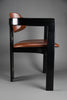 1960s Pamona armchair by Augusto Savini for Pozzi Italy – sculptural black lacquer & cognac leather - Furniture