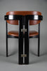 1960s Pamona armchair by Augusto Savini for Pozzi Italy – sculptural black lacquer & cognac leather - Furniture