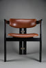 1960s Pamona armchair by Augusto Savini for Pozzi Italy – sculptural black lacquer & cognac leather - Furniture