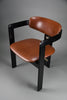 1960s Pamona armchair by Augusto Savini for Pozzi Italy – sculptural black lacquer & cognac leather - Furniture