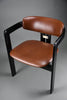 1960s Pamona armchair by Augusto Savini for Pozzi Italy – sculptural black lacquer & cognac leather - Furniture