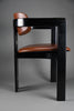 1960s Pamona armchair by Augusto Savini for Pozzi Italy – sculptural black lacquer & cognac leather - Furniture