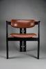 1960s Pamona armchair by Augusto Savini for Pozzi Italy – sculptural black lacquer & cognac leather - Furniture