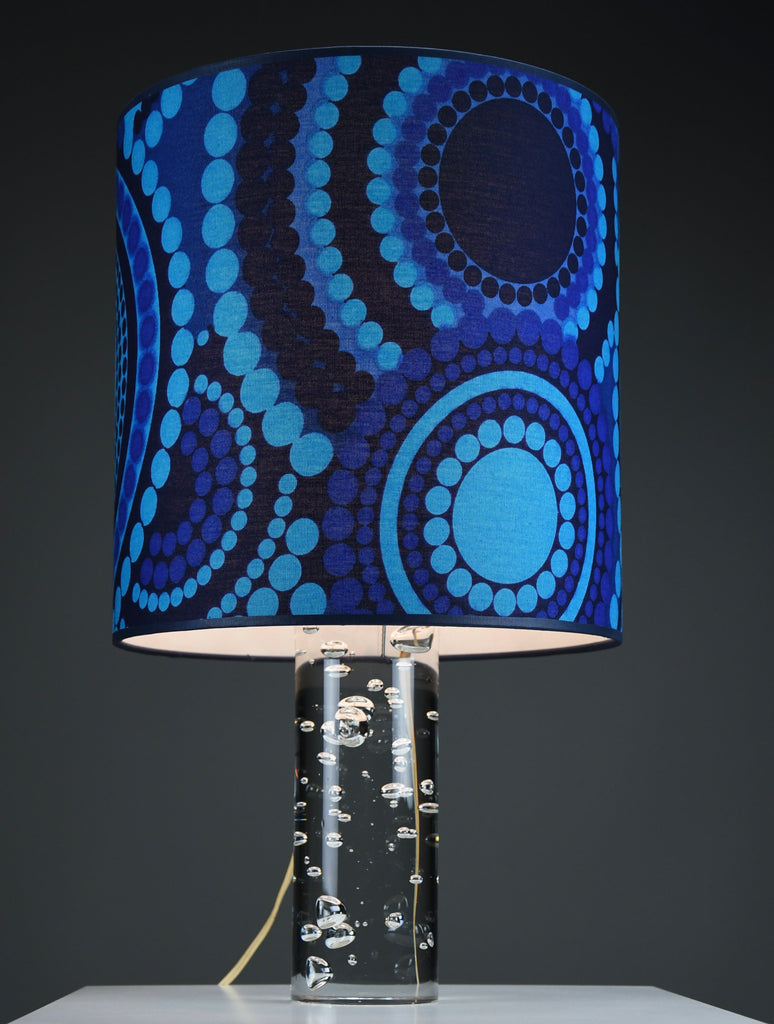 1970s Kosta Boda bubble glass table lamp with Verner Panton fabric shade - Lighting