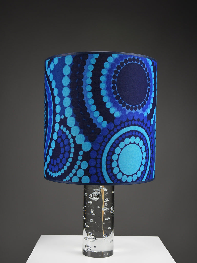 1970s Kosta Boda bubble glass table lamp with Verner Panton fabric shade - Lighting