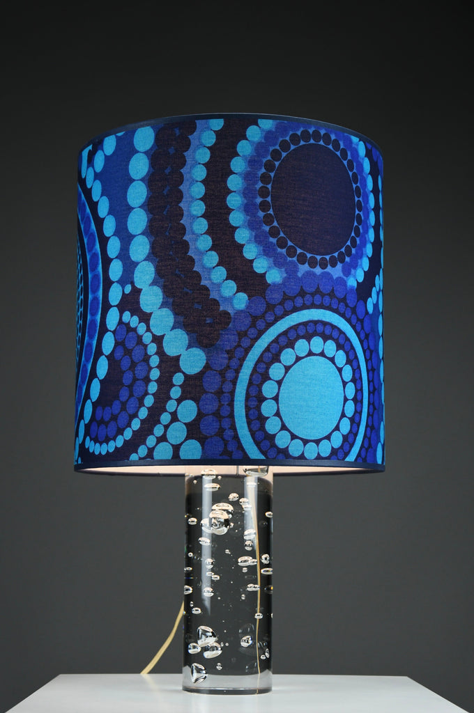 1970s Kosta Boda bubble glass table lamp with Verner Panton fabric shade - Lighting
