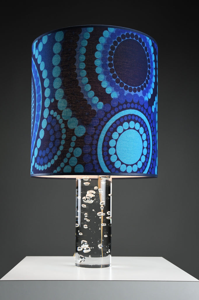 1970s Kosta Boda bubble glass table lamp with Verner Panton fabric shade - Lighting
