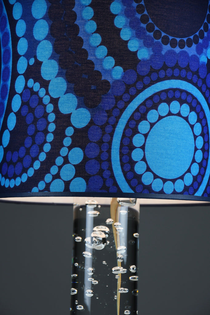 1970s Kosta Boda bubble glass table lamp with Verner Panton fabric shade - Lighting