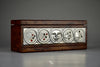 1980’s New old stock Italian Ottaviani Studio burl walnut silver and enamel poker set - Poker