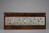 1980’s New old stock Italian Ottaviani Studio burl walnut silver and enamel poker set - Poker
