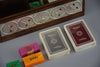 1980’s New old stock Italian Ottaviani Studio burl walnut silver and enamel poker set - Poker