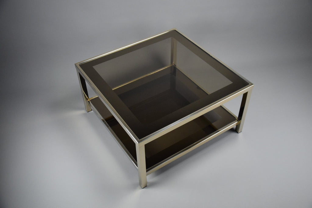 23-Karat gold plated 1970s BelgoChrom two tier coffee table - Coffee Table