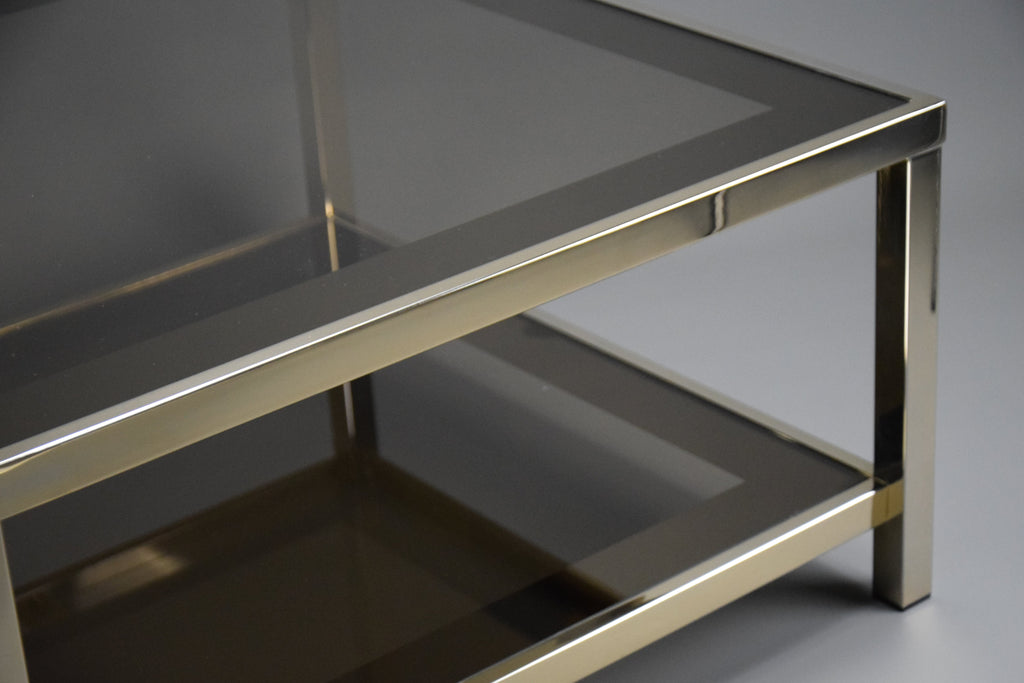 23-Karat gold plated 1970s BelgoChrom two tier coffee table - Coffee Table