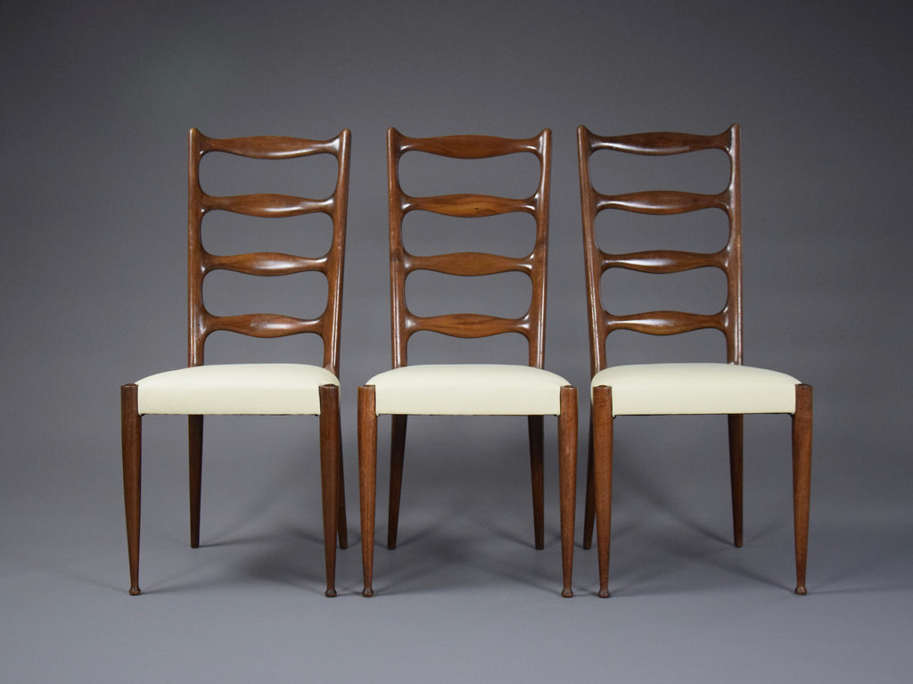 5 Italian Mid Century Walnut Dining Chairs by Paolo Buffa - Furniture