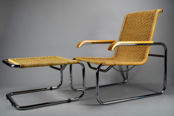 B35 Lounge Chair and Foot Stool by Marcel Breuer for Thonet