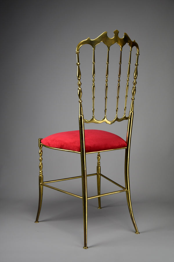 Solid Brass and Red Velvet Chiavari Chair