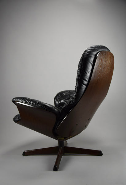 Mid century modern leather swivel chair sale