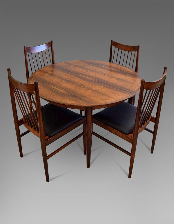 Stylish mid century Jatoba wood dining room set designed by Helge Sibast