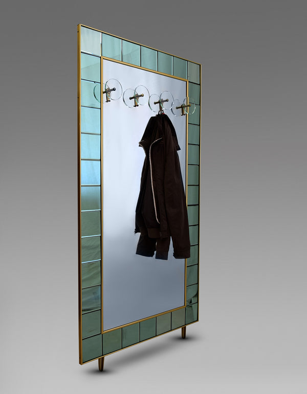 Italian Mid Century Entrance Mirror Coat Rack by Cristal Arte