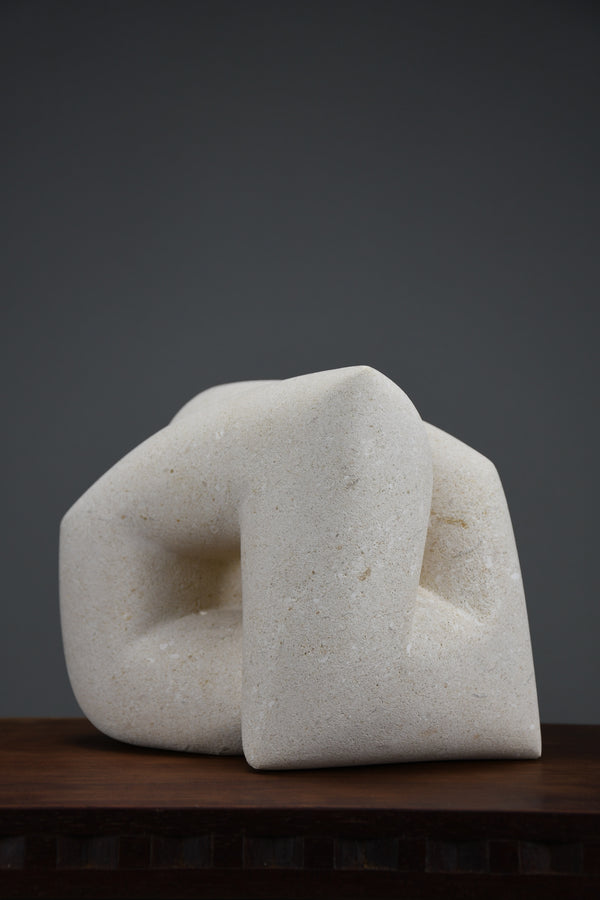 “Massa Continua” – Interlocking Abstract Sculpture by Alberto Cabiddu, Pietra di Vicenza, 1999