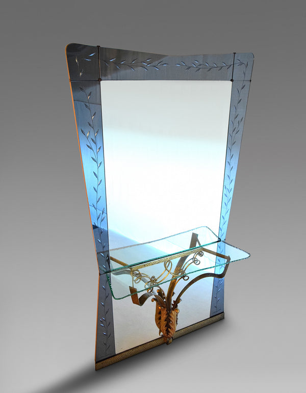 Mid century Italian hallway mirror model 2637 by Pier Luigi Colli for Cristal Art