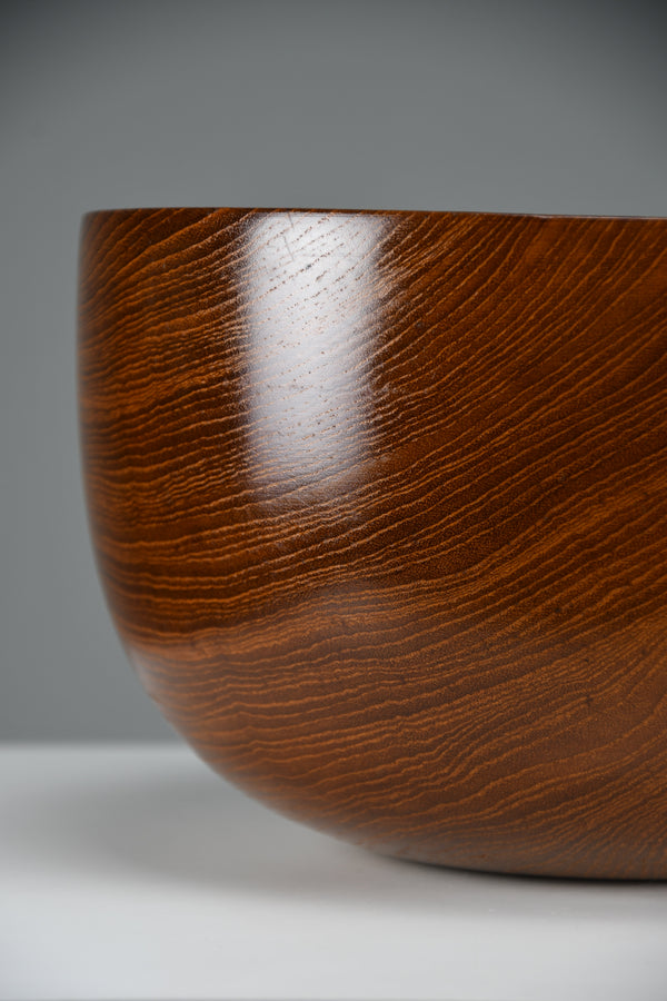 Large Scandinavian mid-century modern Jatoba wood bowl, organic turned form, 1960s