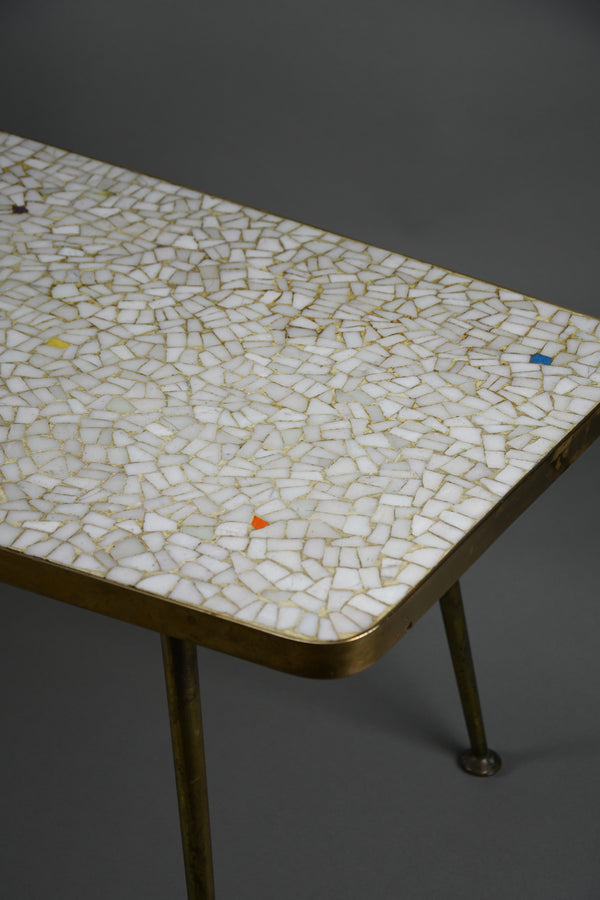 Berthold Müller mid century glass mosaic and brass coffee table, Germany, 1950s–1960s