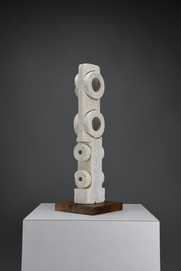 “Frammenti” — Postmodern Totemic Sculpture in Pietra di Vicenza by Alberto Cabiddu, 1997