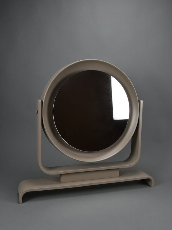 talian postmodern vanity mirror in taupe lacquered wood, tilting, 1980s