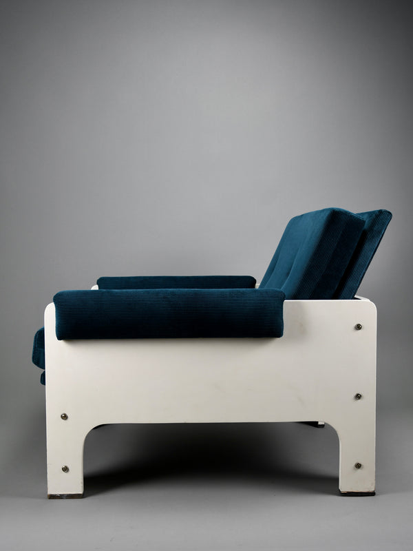 Jan Pieter Berghoef Blue & White Lounge Chair for Spectrum, Netherlands, 1960s