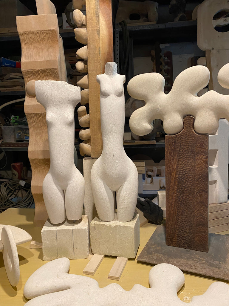 Abstract stone sculpture Totem 06 by Alberto Cabiddu Italy 2000 - Art