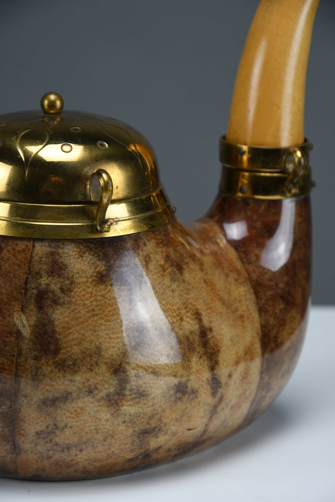 Aldo Tura for Macabo pipe-form tobacco & match box lacquered goatskin and brass Italy 1950s - Collectibles