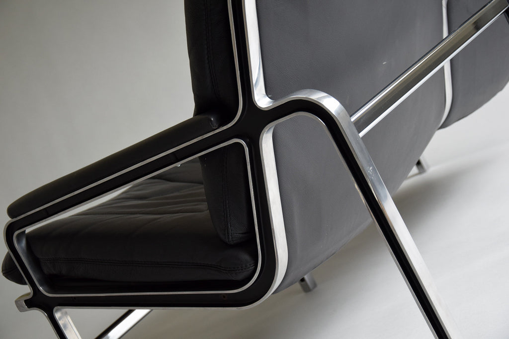 Andre Vanden Beuck Aluminium and Black Leather Sofa - Furniture