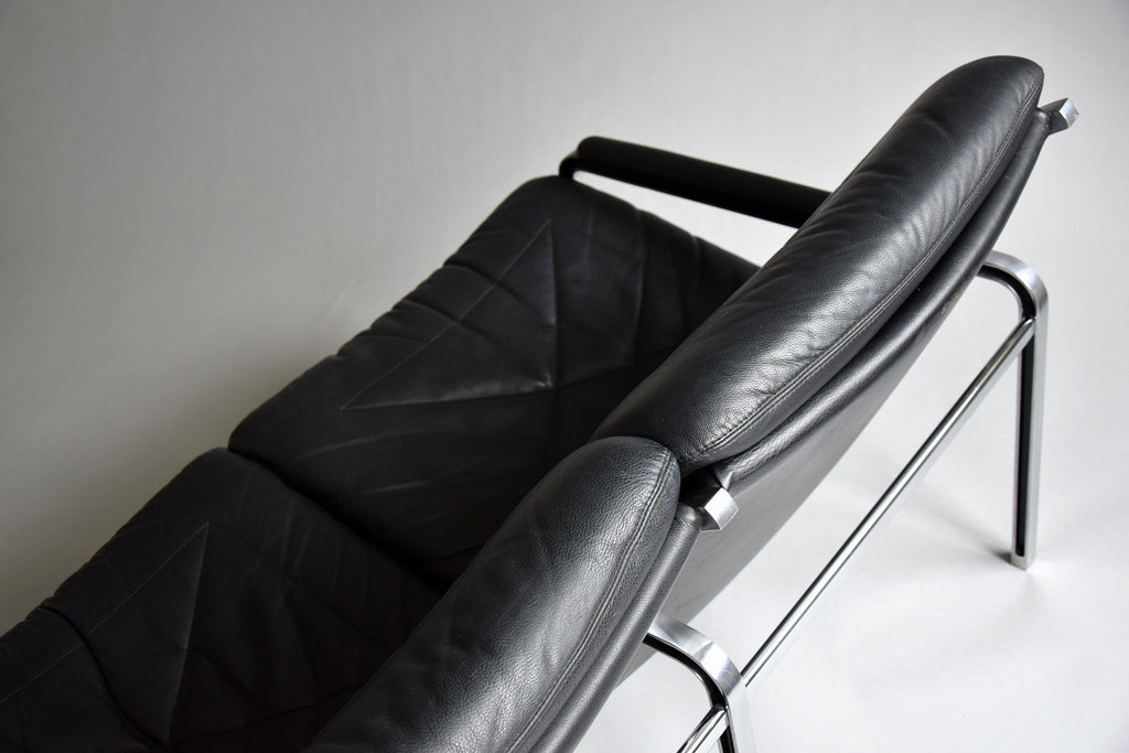 Andre Vanden Beuck Aluminium and Black Leather Sofa - Furniture