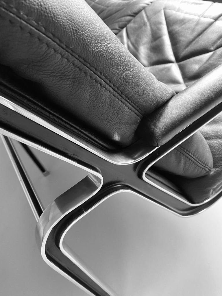 Andre Vanden Beuck Aluminium and Black Leather Sofa - Furniture
