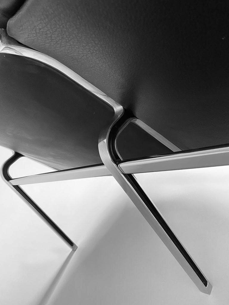 Andre Vanden Beuck Aluminium and Black Leather Sofa - Furniture