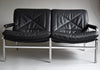 Andre Vanden Beuck Aluminium and Black Leather Sofa - Furniture