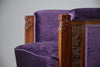 Art Deco Jatoba Wood and Purple Velvet Lounge Chair - Furniture