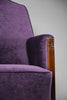 Art Deco Jatoba Wood and Purple Velvet Lounge Chair - Furniture