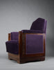 Art Deco Jatoba Wood and Purple Velvet Lounge Chair - Furniture