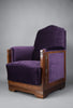 Art Deco Jatoba Wood and Purple Velvet Lounge Chair - Furniture