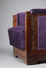 Art Deco Jatoba Wood and Purple Velvet Lounge Chair - Furniture