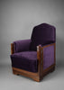 Art Deco Jatoba Wood and Purple Velvet Lounge Chair - Furniture