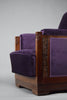 Art Deco Jatoba Wood and Purple Velvet Lounge Chair - Furniture