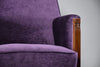 Art Deco Jatoba Wood and Purple Velvet Lounge Chair - Furniture