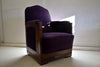Art Deco Jatoba Wood Purple Velvet Lion Cachet Lounge Chairs - Furniture