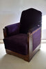 Art Deco Jatoba Wood Purple Velvet Lion Cachet Lounge Chairs - Furniture