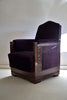 Art Deco Jatoba Wood Purple Velvet Lion Cachet Lounge Chairs - Furniture